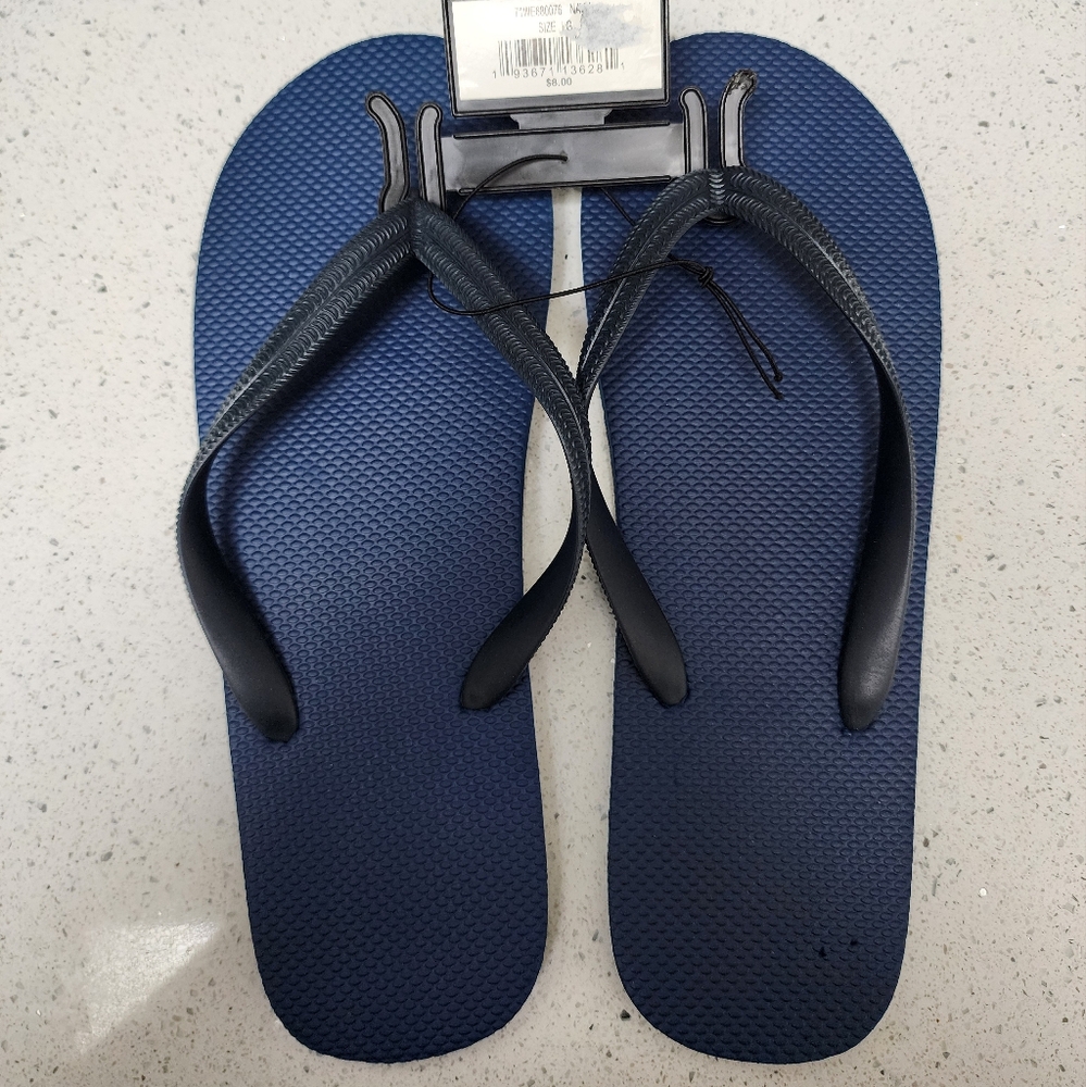 NWT Navy Flip Flops Size LG